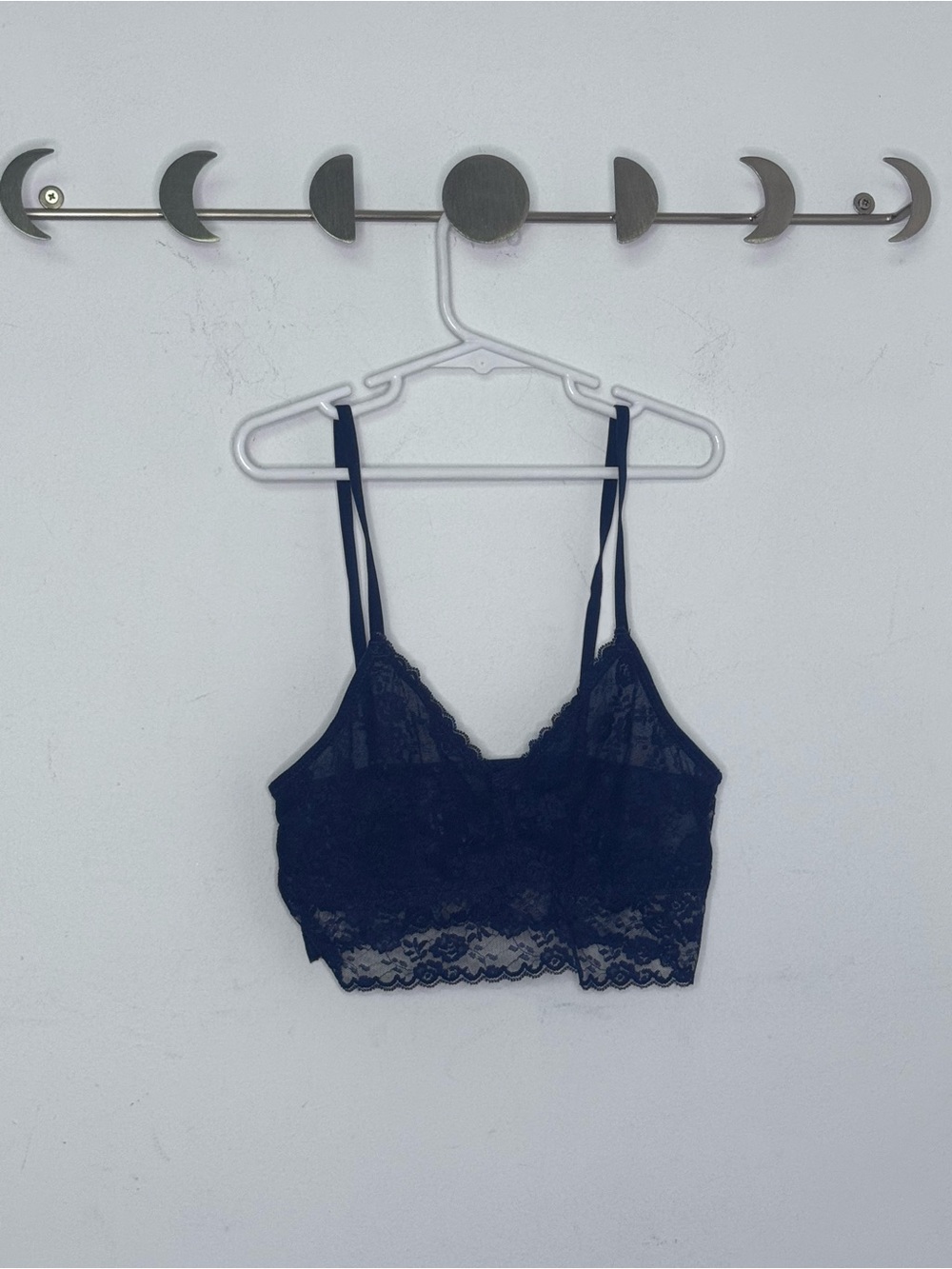 Brandy Melville Navy Floral Lace Longline Bralette One Size.